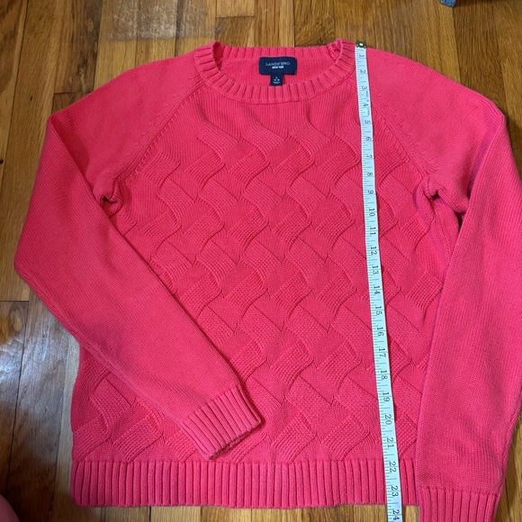 Vintage Lands End Washed Red Curved Knit Pattern Sweater - Picture 3 of 7